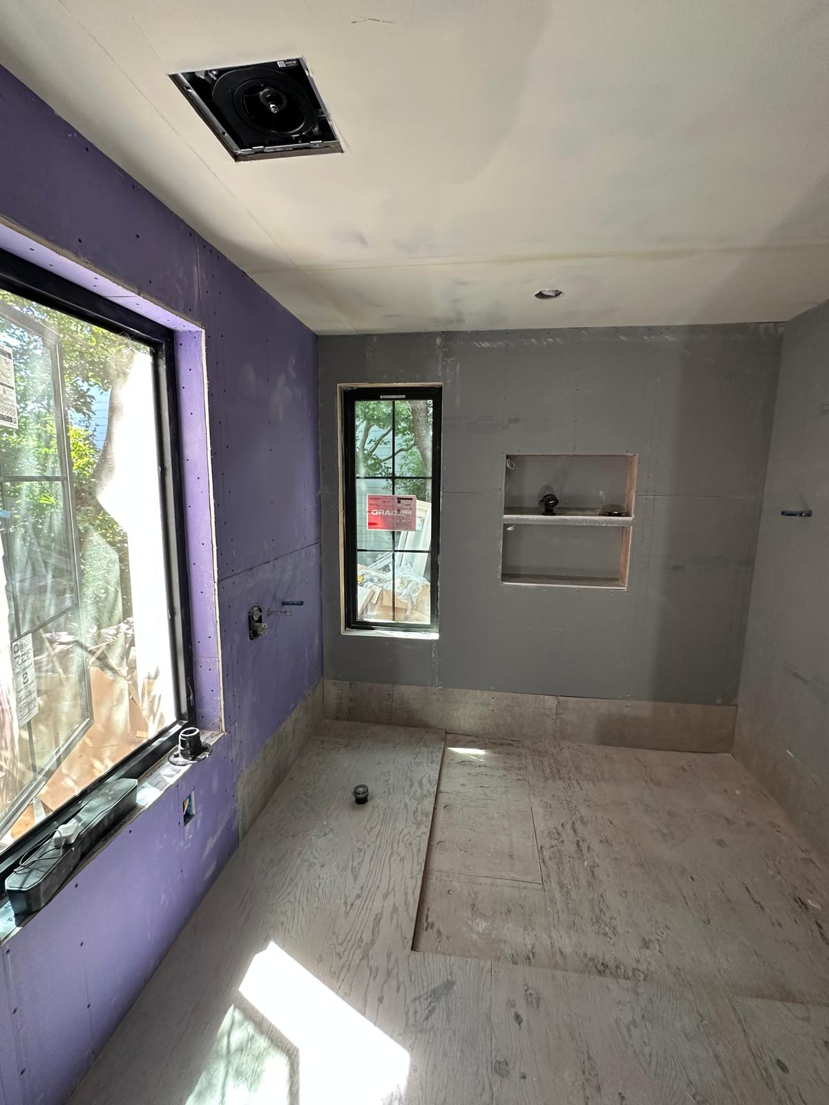 Bathroom remodel - cement board and built-in niches